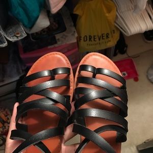 strappy black sandals